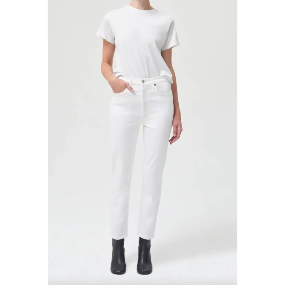 Agolde Riley Hi Rise Straight Crop Jeans Size 31 in Whip